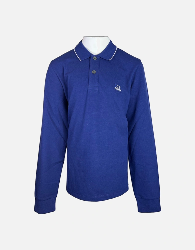 C.P. Company Kids Stretch Piquet Long Sleeve Polo Shirt Blue