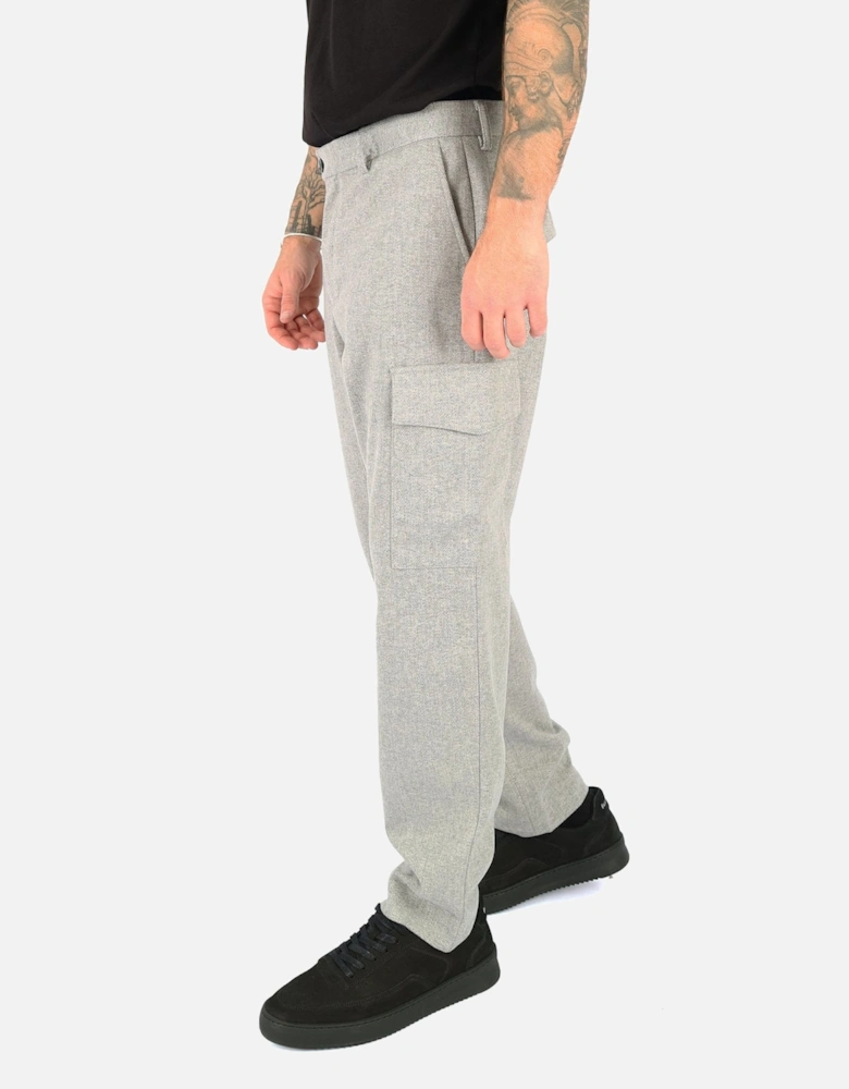 Textured Stretch Light Grey Cargo Trouser