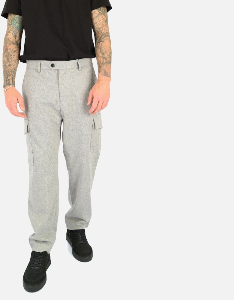 Textured Stretch Light Grey Cargo Trouser