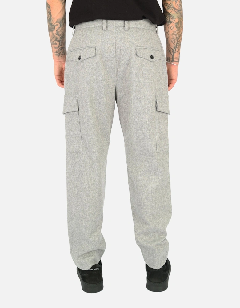 Textured Stretch Light Grey Cargo Trouser