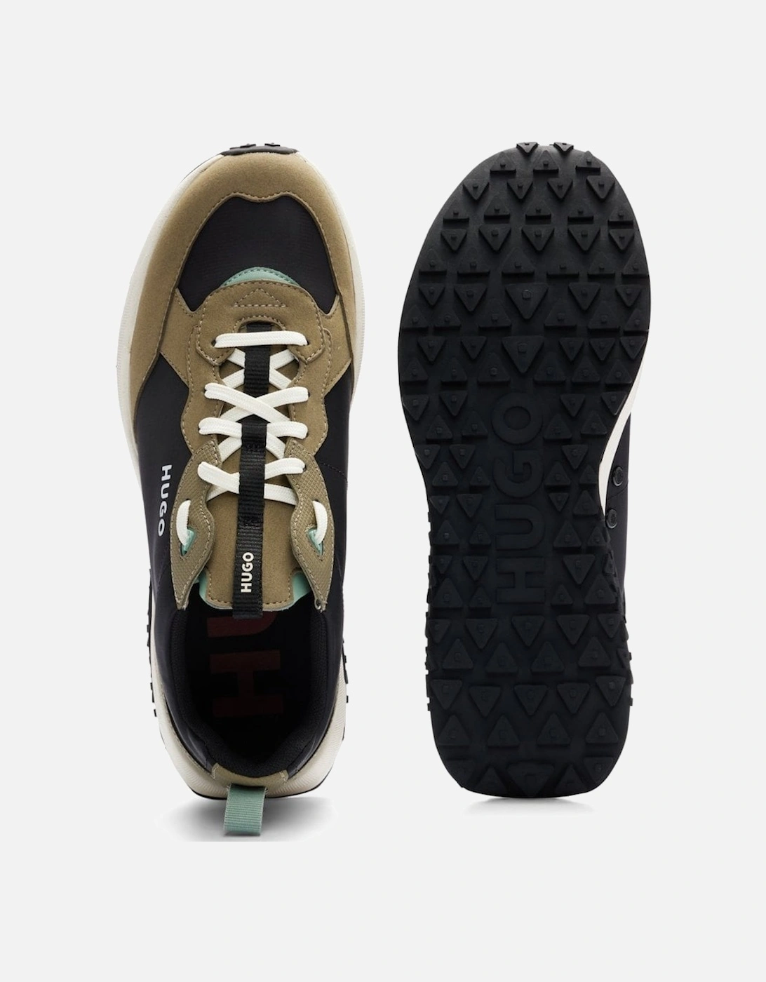 Kane Mens Running-Style Trainers In Mixed Materials With Logo Details