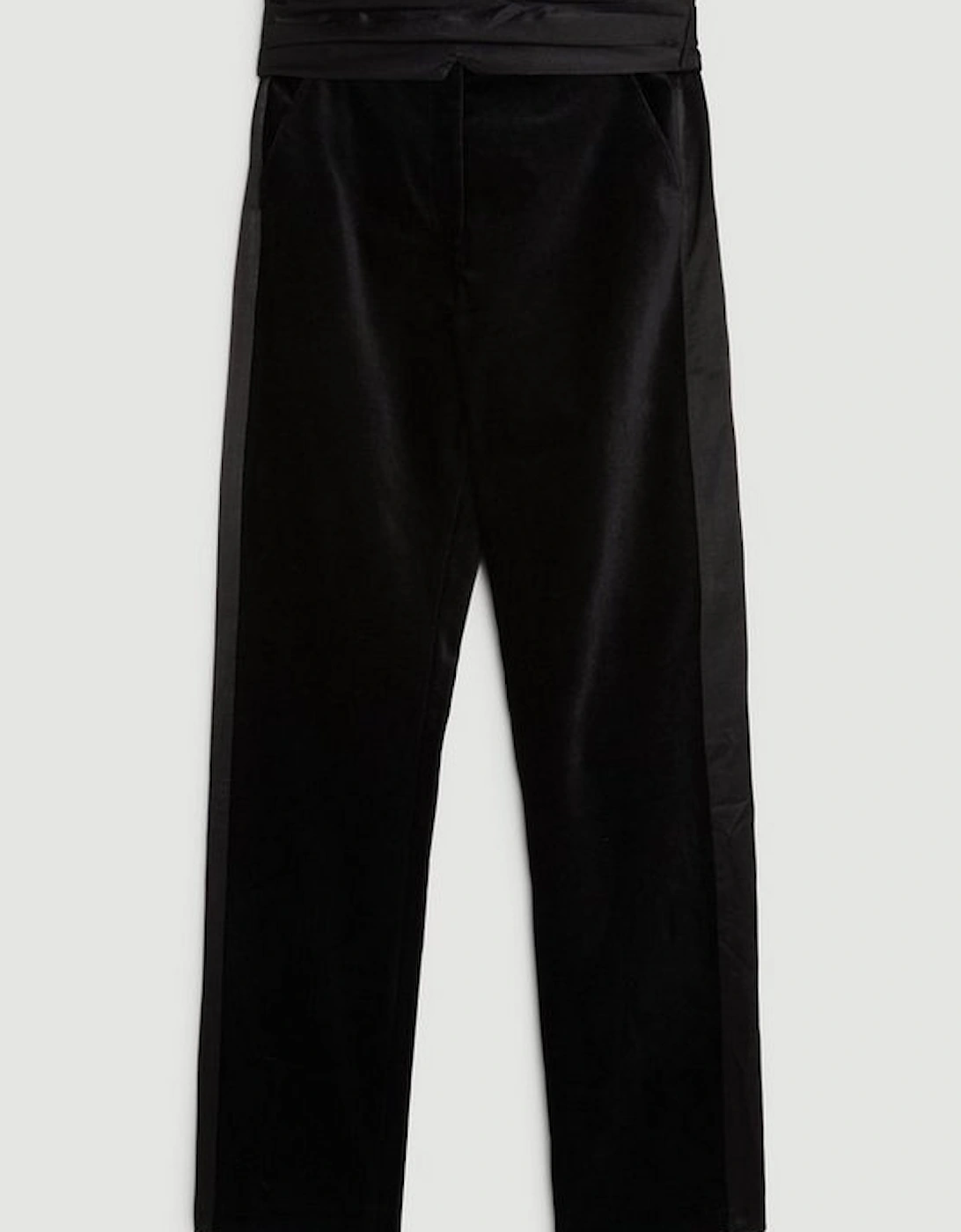 Tailored Velvet Satin Cummerbund Detail Trouser