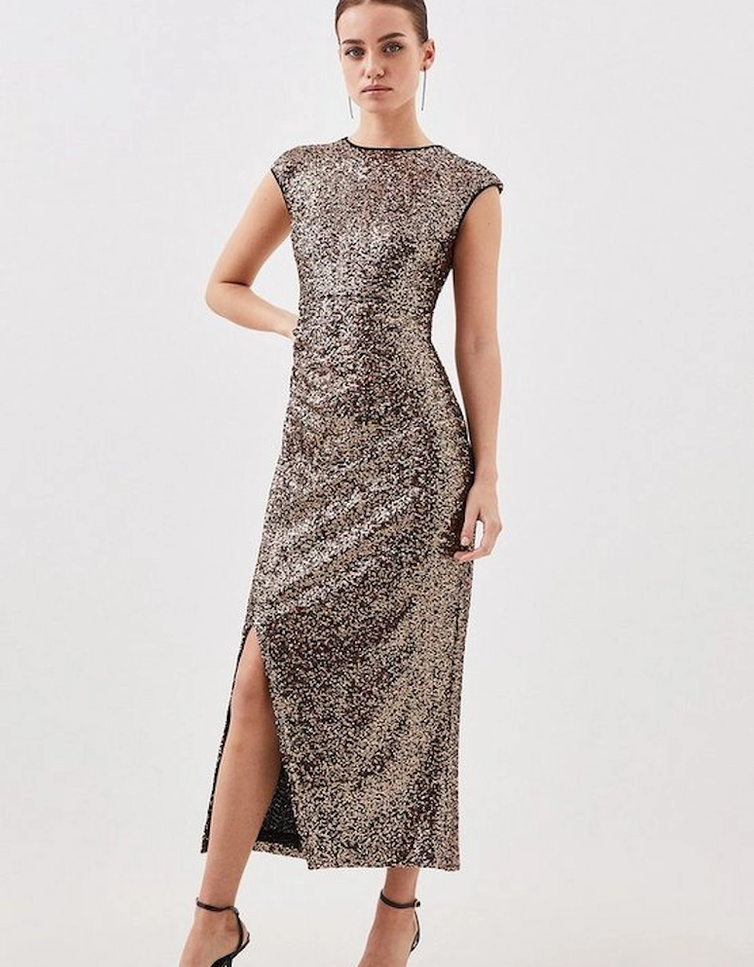 Petite Stretch Sequin Woven Midaxi Dress, 5 of 4