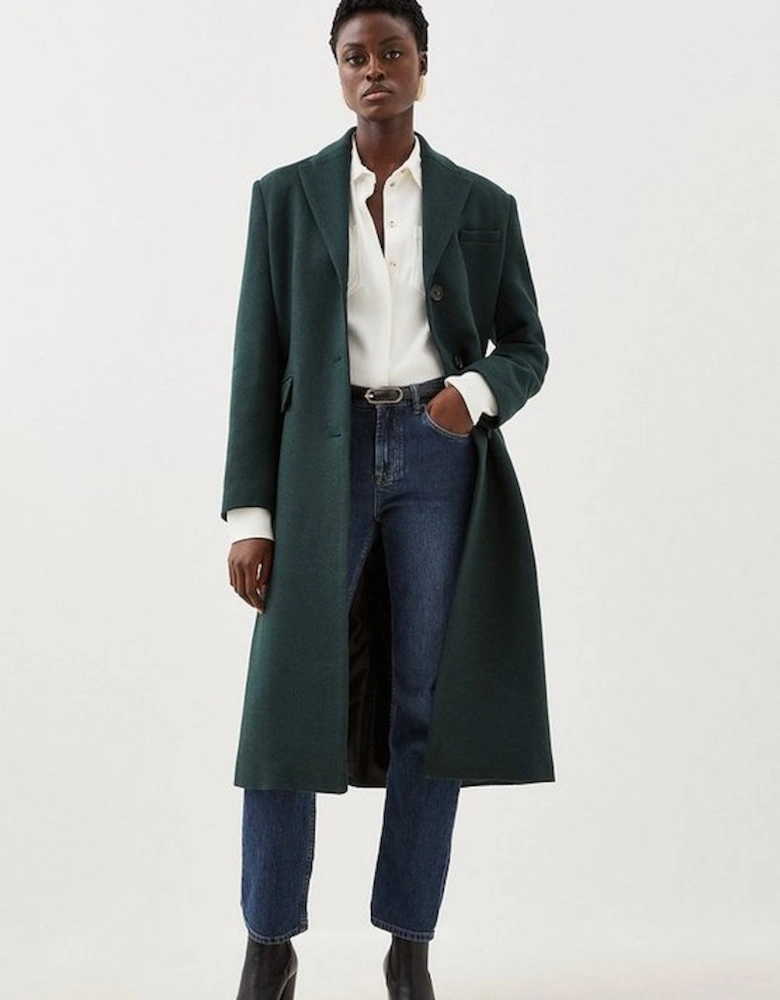 Italian Manteco Wool Mix Single Breasted Midi Coat