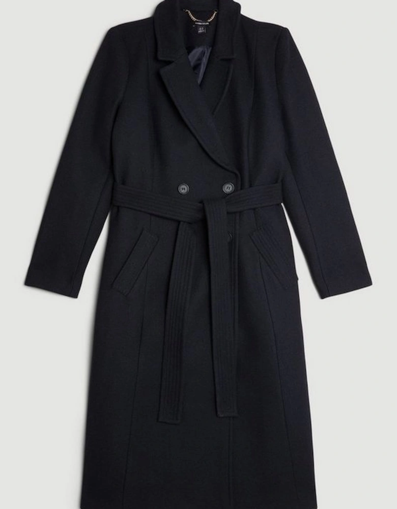 Italian Manteco Wool Blend Double Breasted Belted Midi Coat