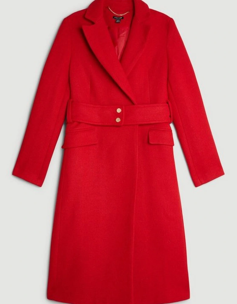 Italian Manteco Wool Mix Button Detail Belted Midi Coat