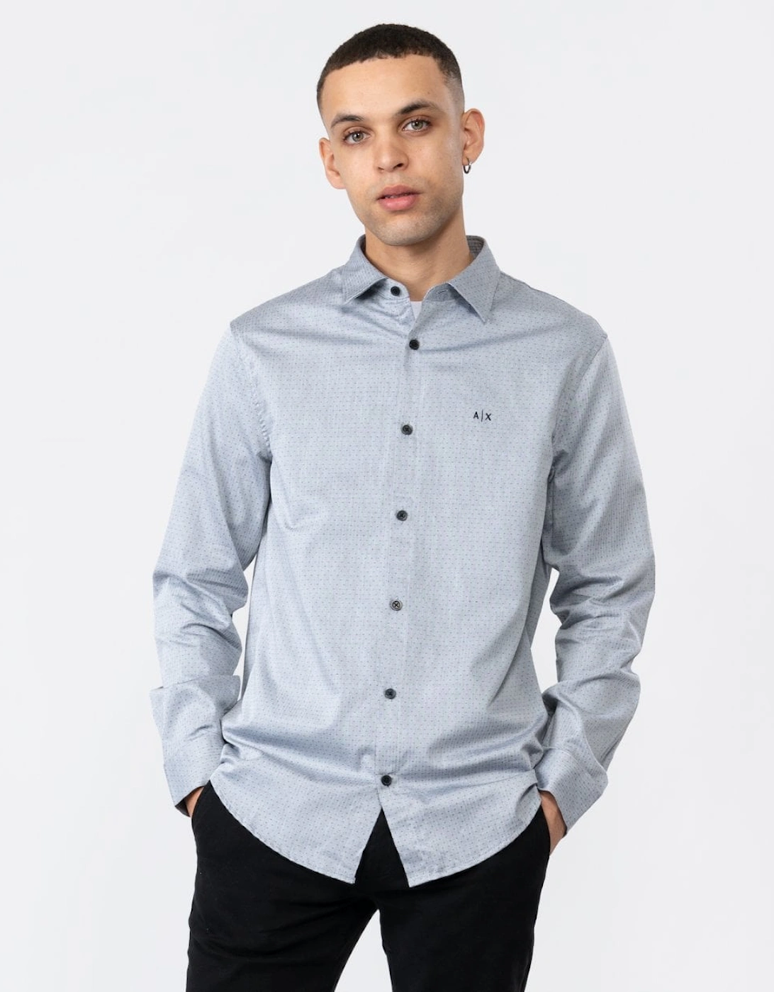 Mens Long Sleeve Microdot Shirt, 5 of 4