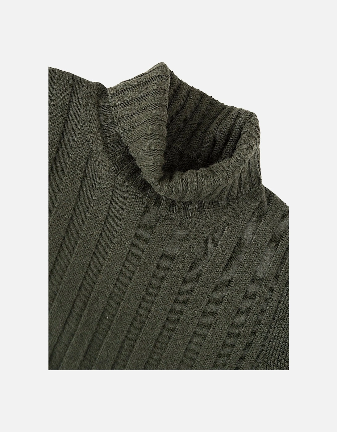 Ribbed Polo Neck Jumper Green