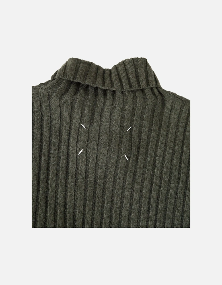 Ribbed Polo Neck Jumper Green