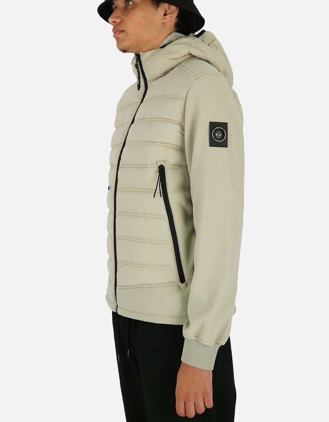 Hybrid Softshell Quilt Hooded Stone Jacket