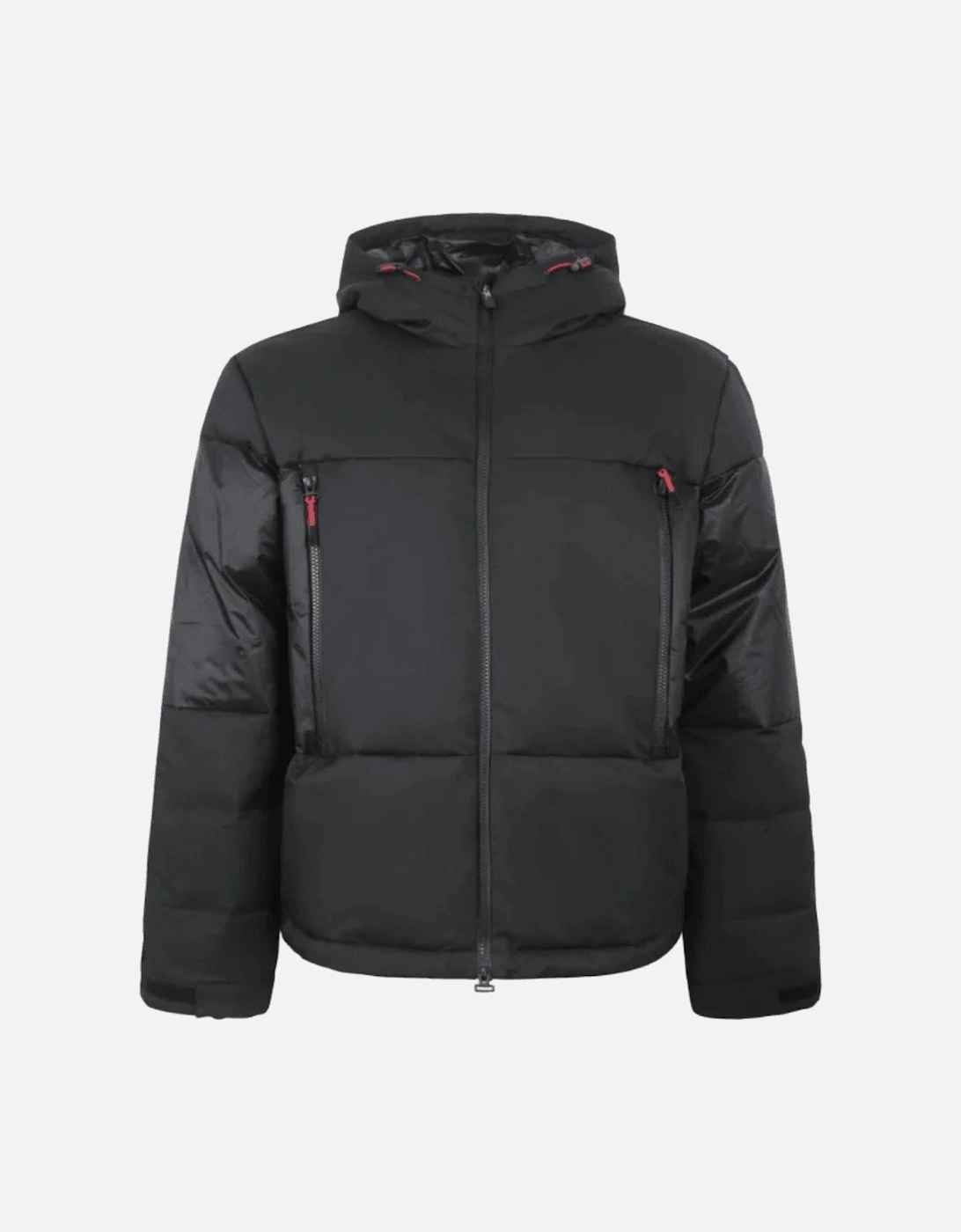 Polyester Hooded Black Down Puffer Bomber Jacket, 5 of 4