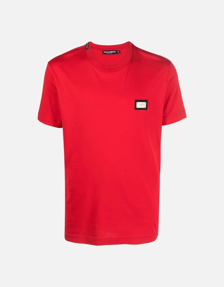 Plaque Cotton T-shirt Red