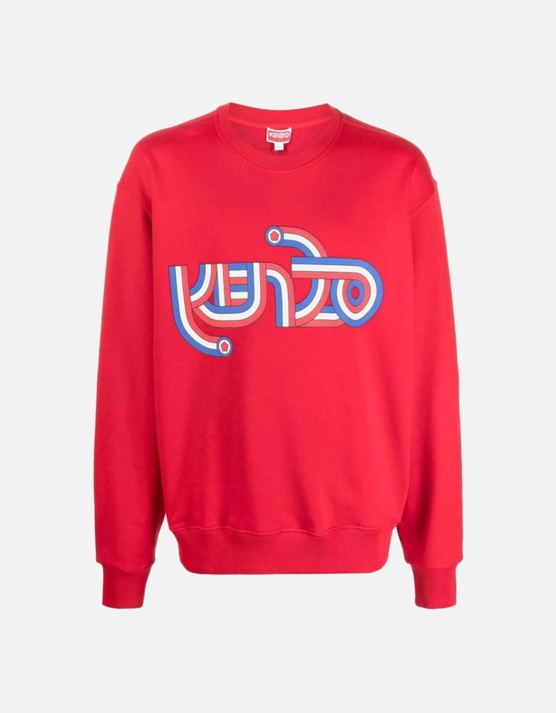 Swirl Logo-Print Sweatshirt Red