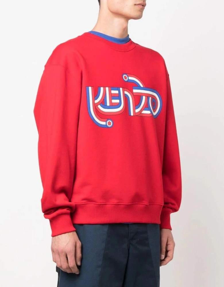 Swirl Logo-Print Sweatshirt Red