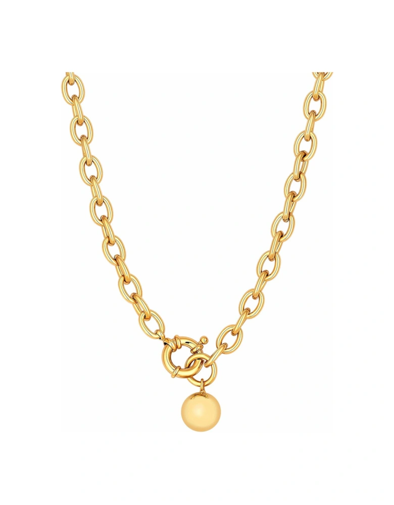 Gold Plated Polished Ball Necklace