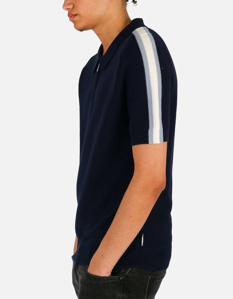 Harlow Zip Navy Knitted Polo