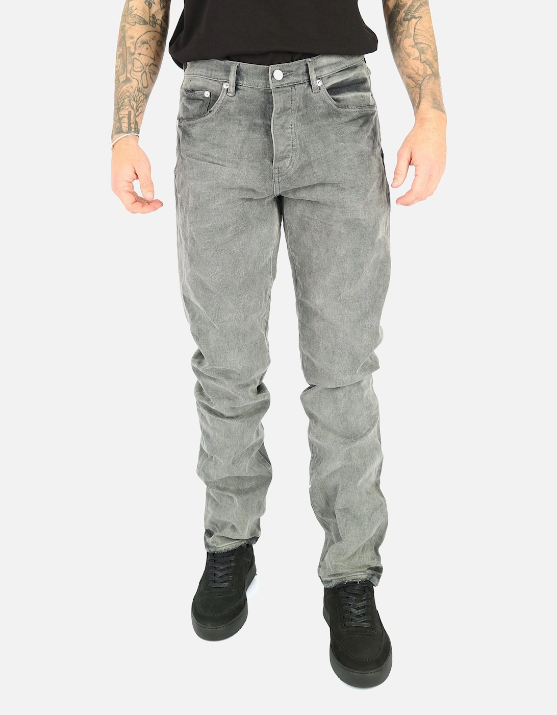 Straight Fit Washed Black Stretch Jean