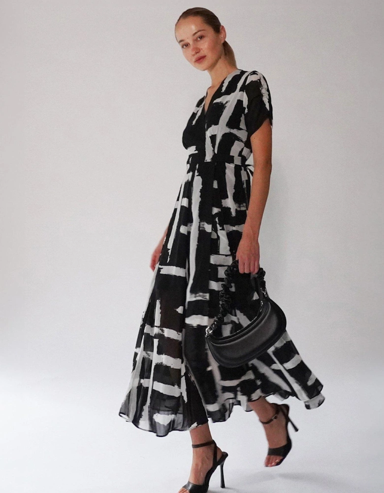 Wrap Maxi Dress - Black/white