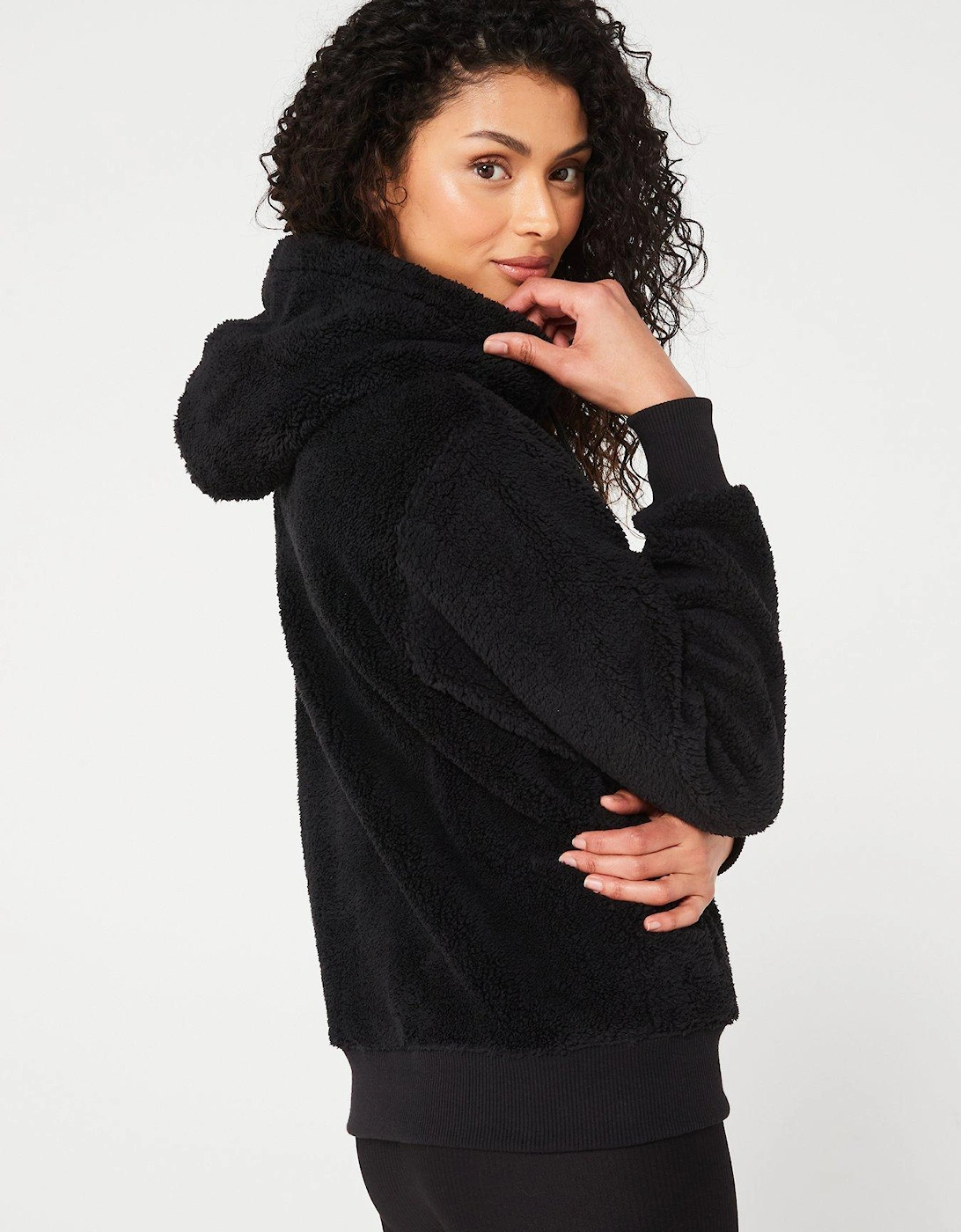 Hooded Teddy Sweatshirt - Black