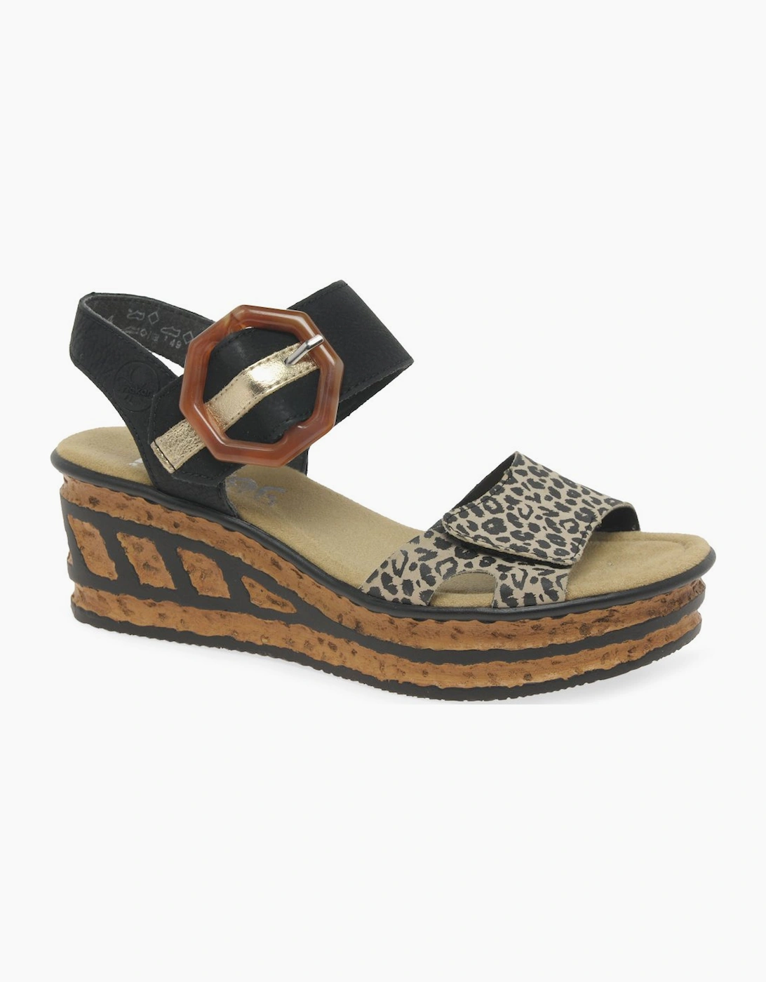 Rieker Women's Brown Gift Wedge Heel Sandals - Size: 3.5