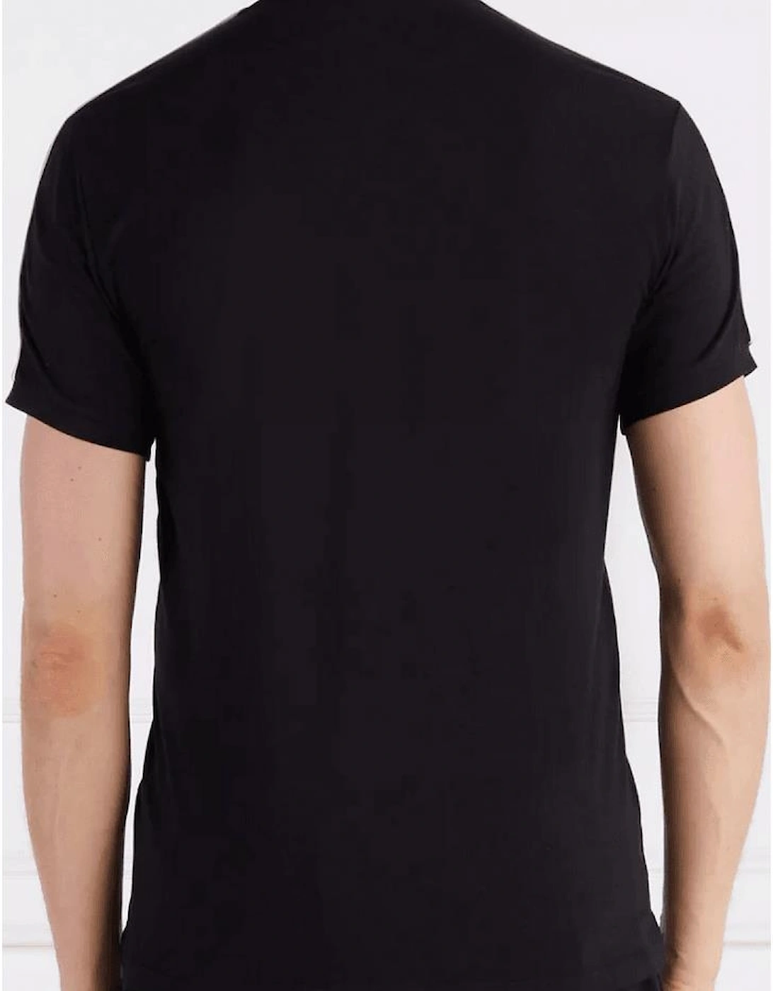 Cotton Tape Logo Round Neck Black T-Shirt