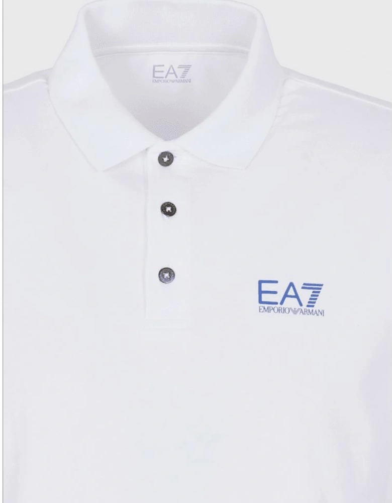 Cotton Back Split Logo White Polo Shirt