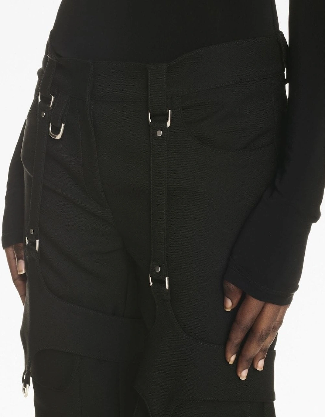 Womens Buckle Detail Cargo Pants Black