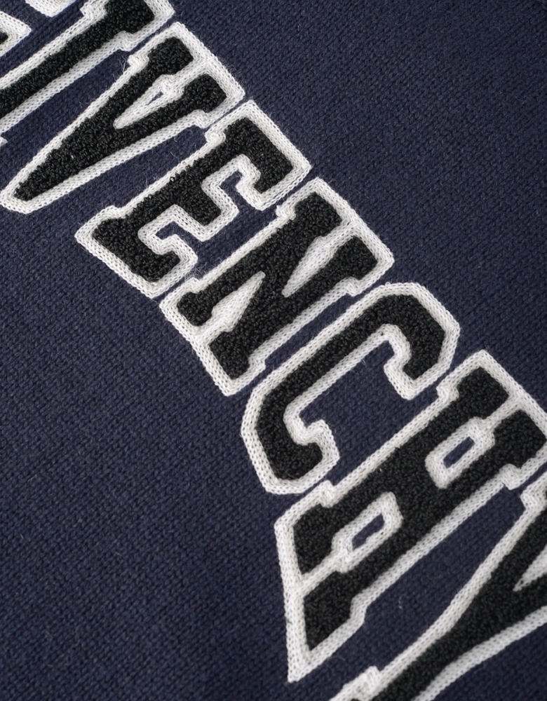 College Embroidery Sweater Navy
