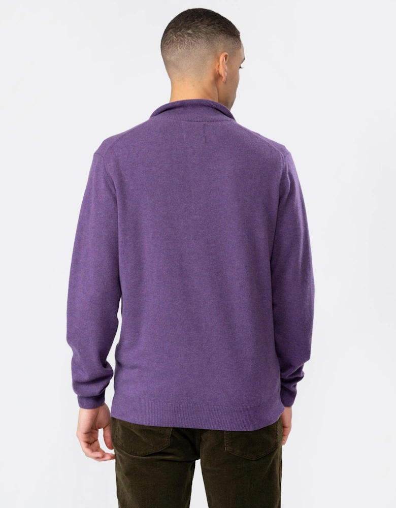 Mens Superfine Lambswool Half Zip Cardigan