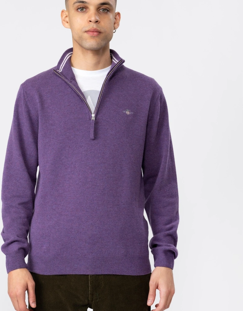 Mens Superfine Lambswool Half Zip Cardigan