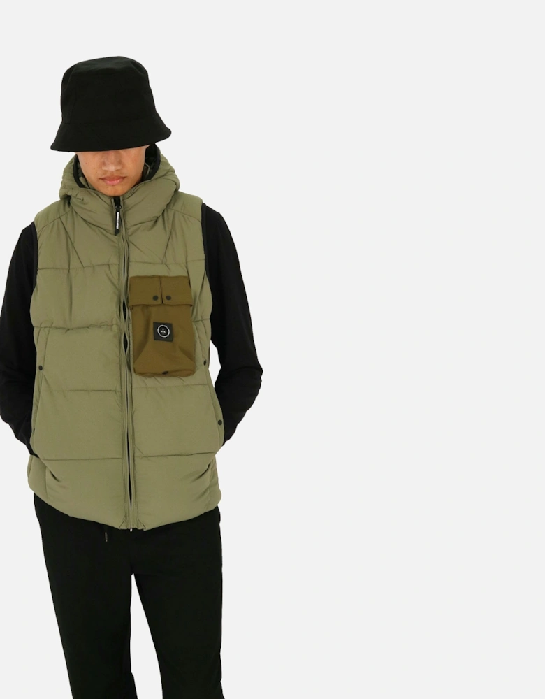 Kymera Hooded Quilted Khaki Gilet