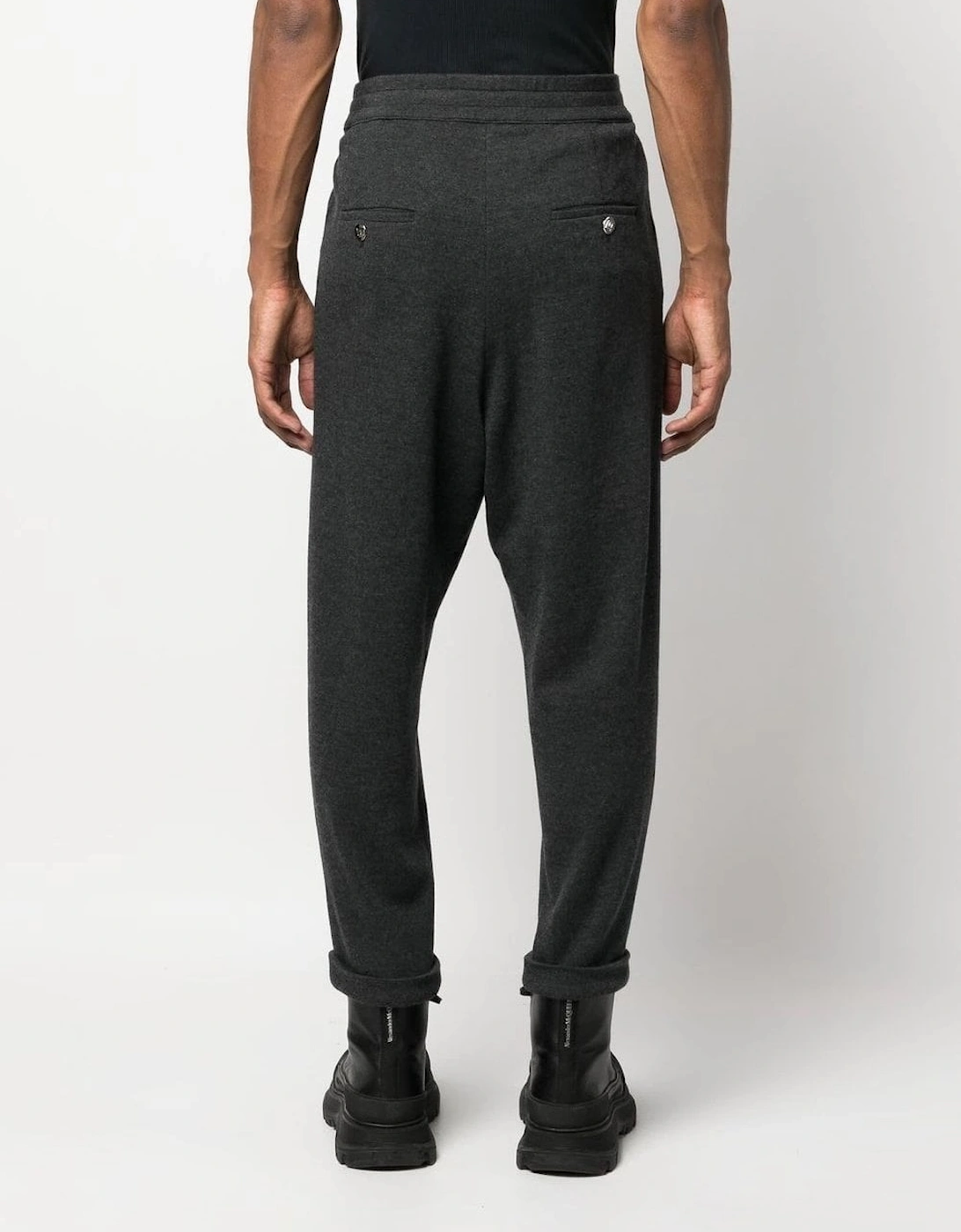 Low Crotch Flannel Trousers Grey