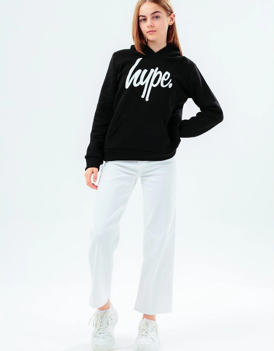 Unisex Core Kids Black Script Hoodie