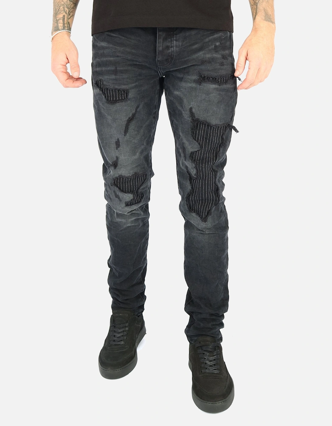 Lurex Repair Slim Stretch Washed Blue Black Jean, 5 of 4