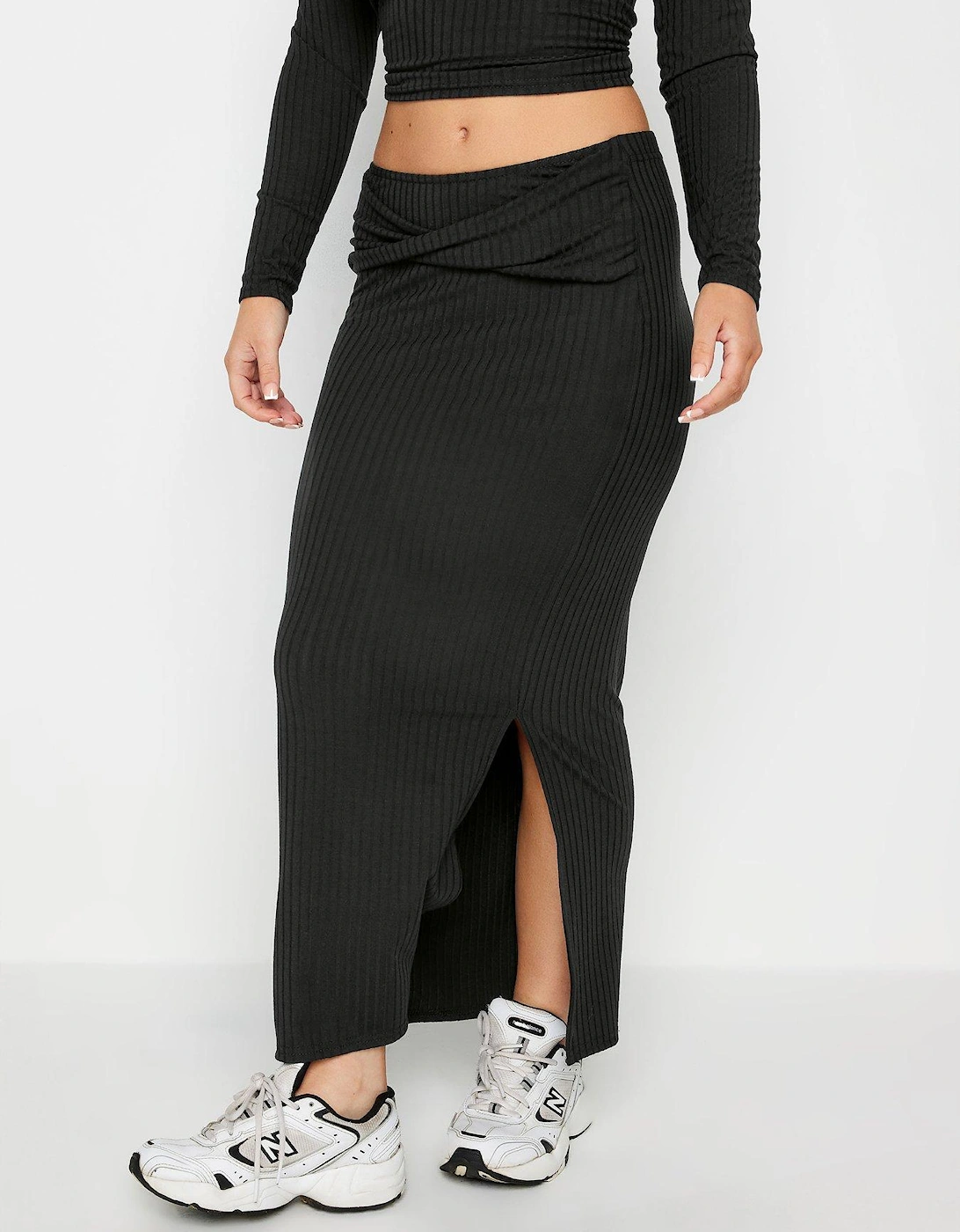 Petite Black Twist Maxi Skirt, 2 of 1