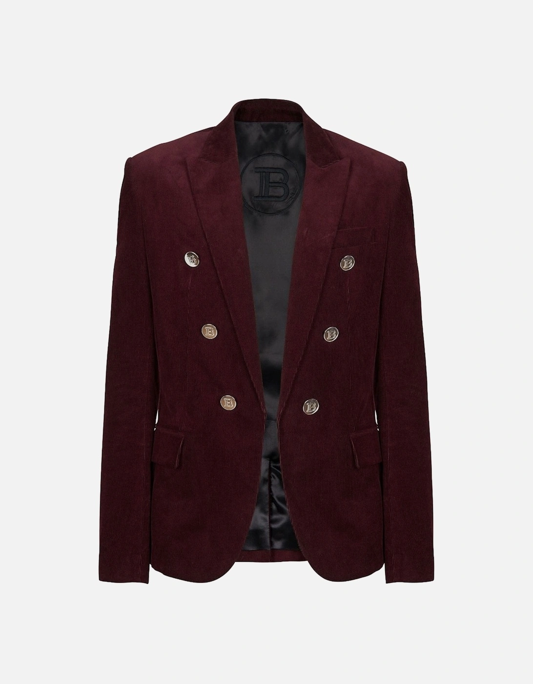 Corduroy Double Breasted Buttoned Blazer Burgundy, 8 of 7