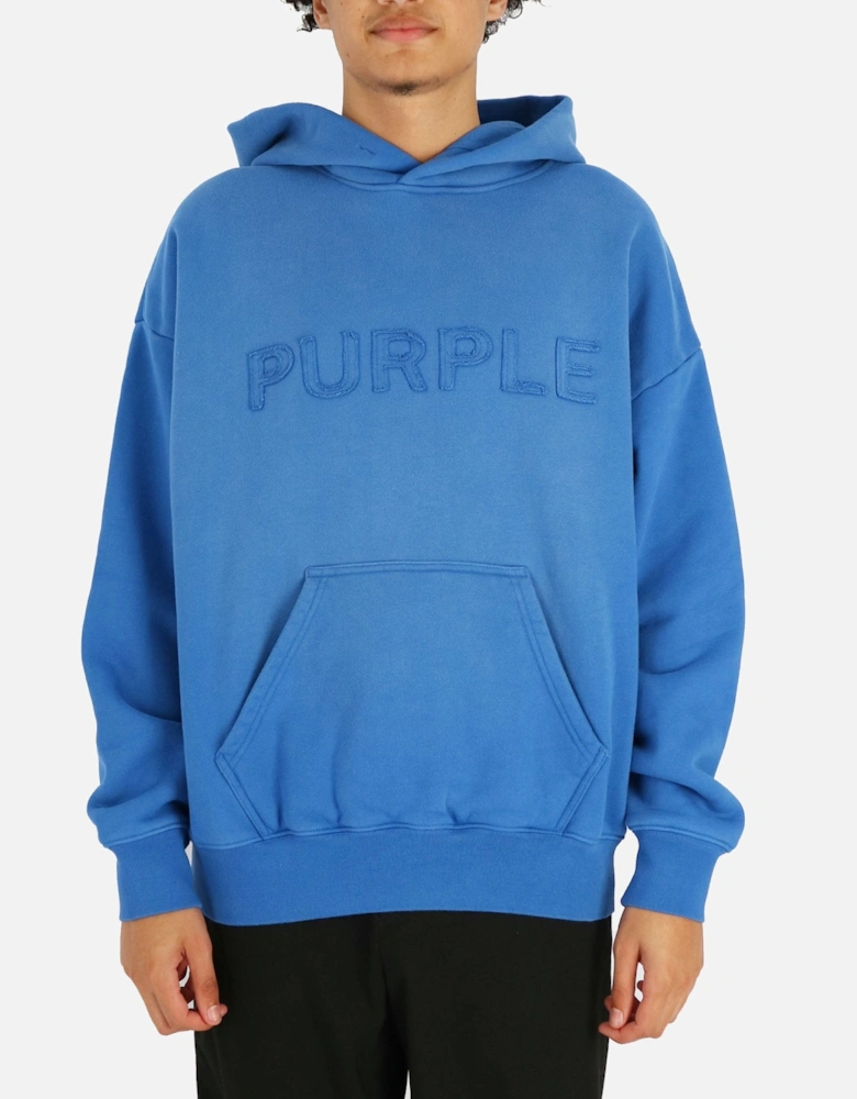 Applique Logo Pullover Hoodie Blue Sweatshirt