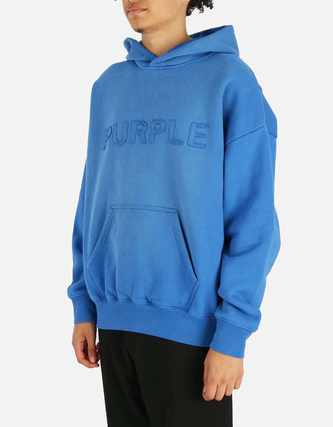 Applique Logo Pullover Hoodie Blue Sweatshirt