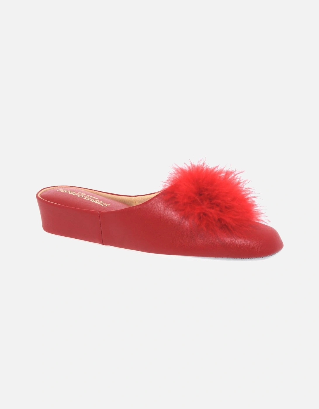 Women's Pom Pom II Womens Leather Slippers - Red - Size: 6