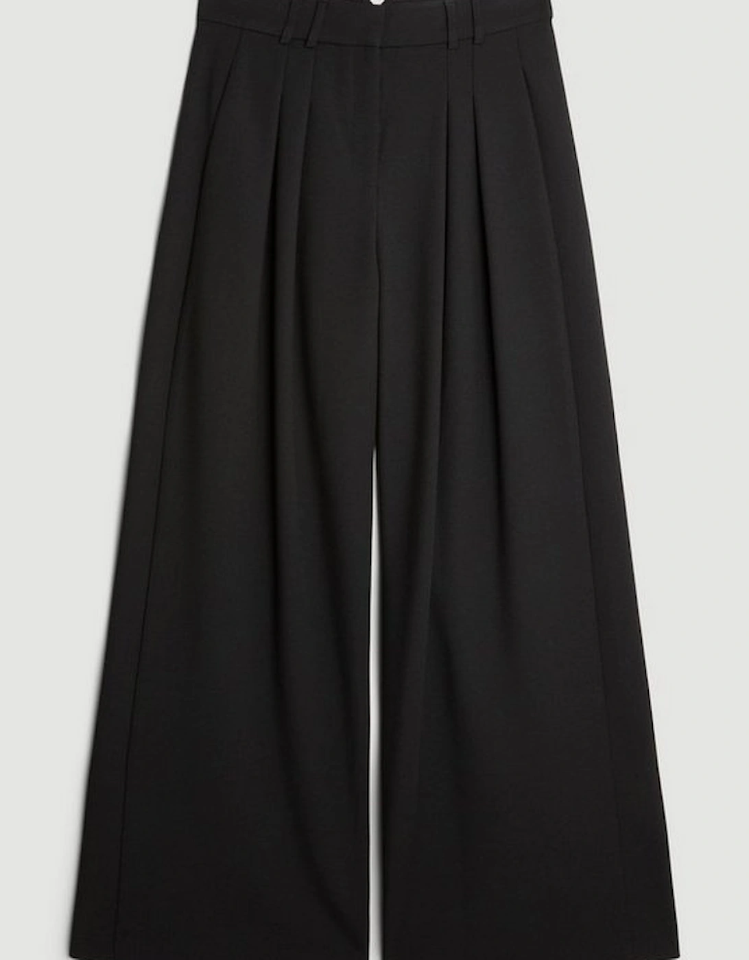 Compact Stretch Tailored Pleated Straight Leg Trousers