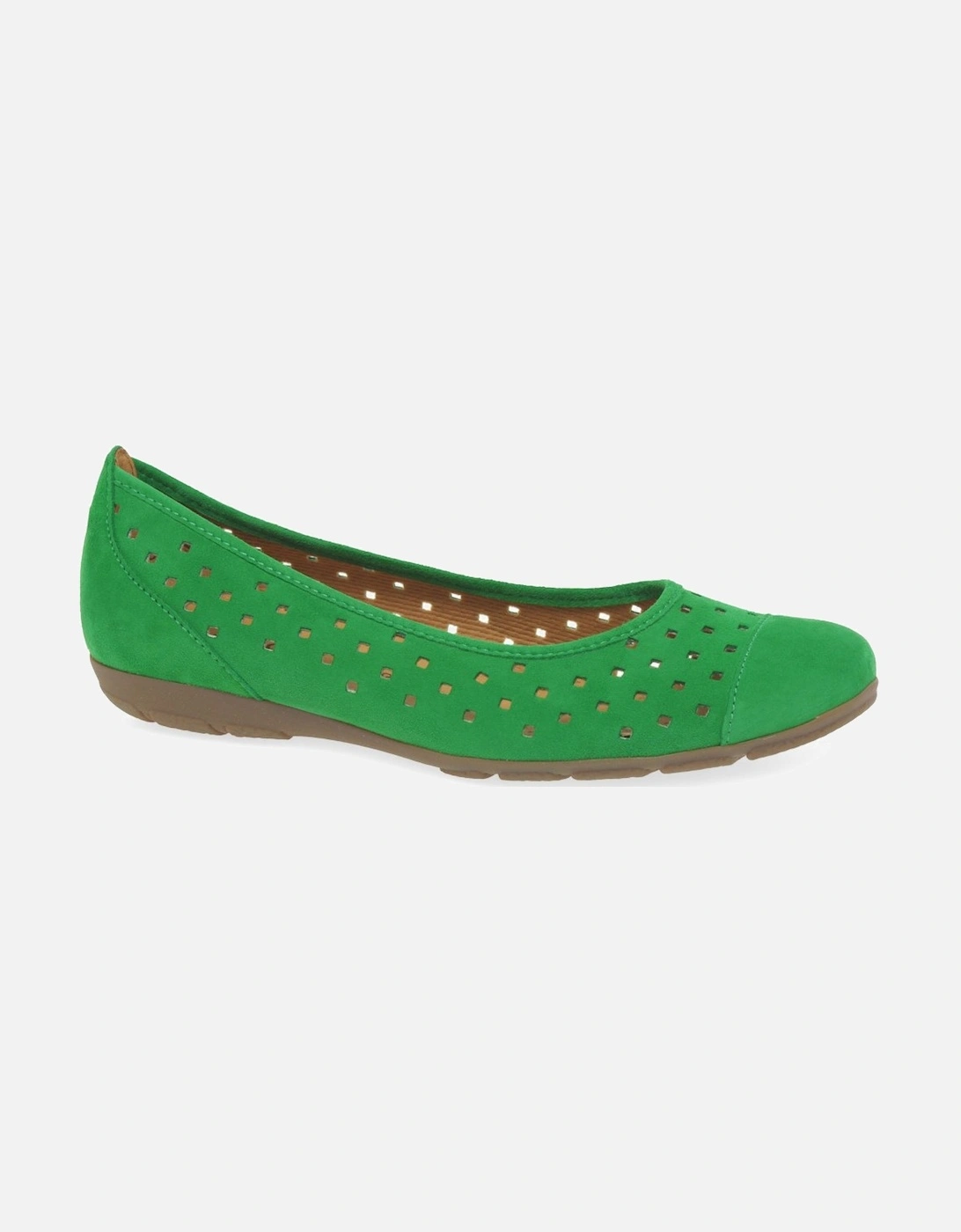 Gabor Women's Green Ruffle Punched Detail Casual Shoes Size 4.5
