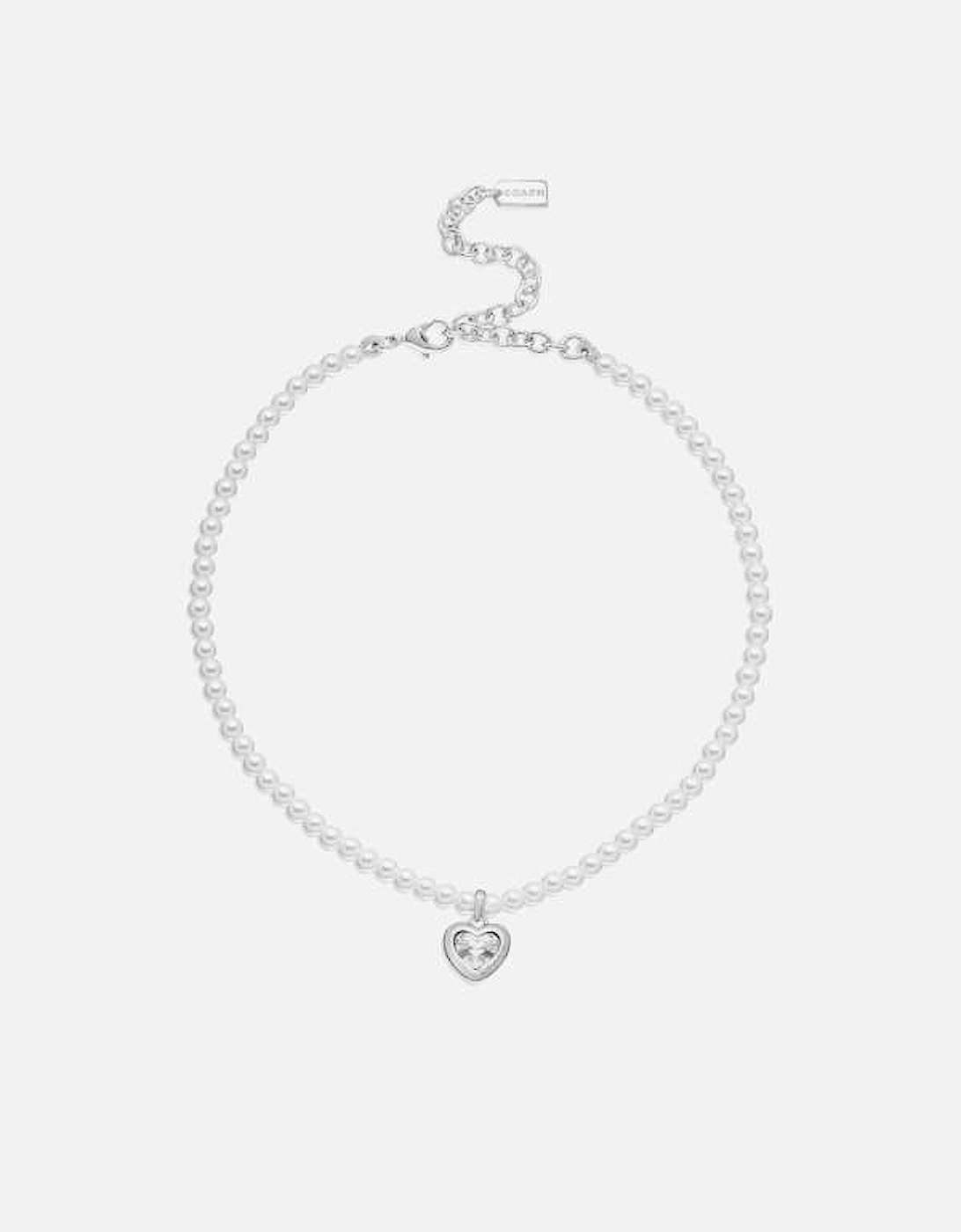 Stone Heart Faux Pearl Rhodium Choker Necklace, 2 of 1