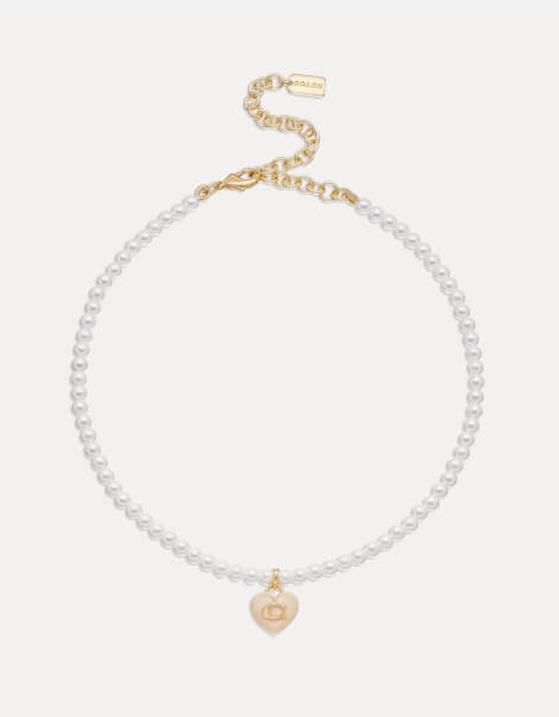 C Heart Gold-Plated Faux Pearl Choker Necklace, 2 of 1