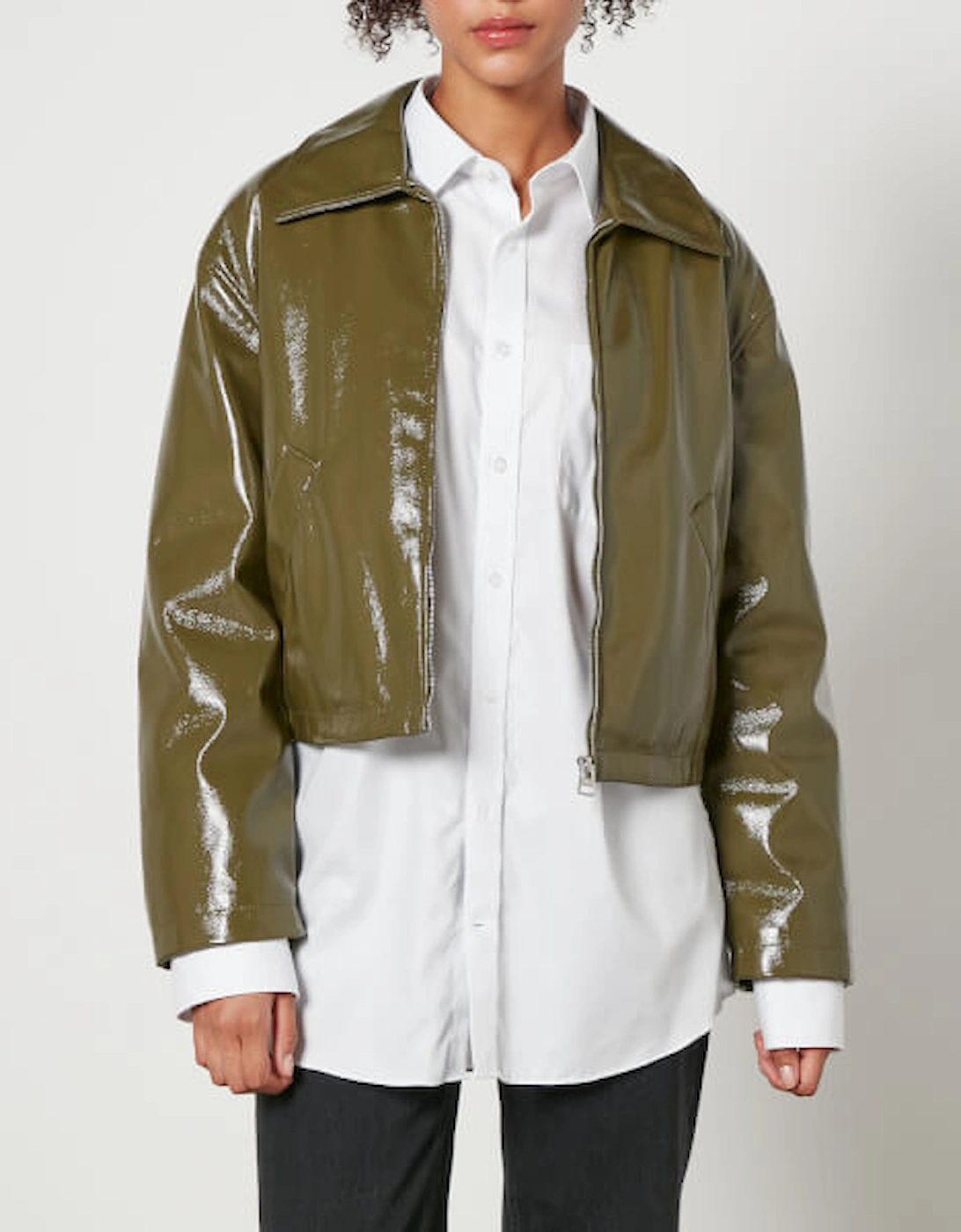 Naomi Cropped Padded Faux Leather Jacket, 2 of 1