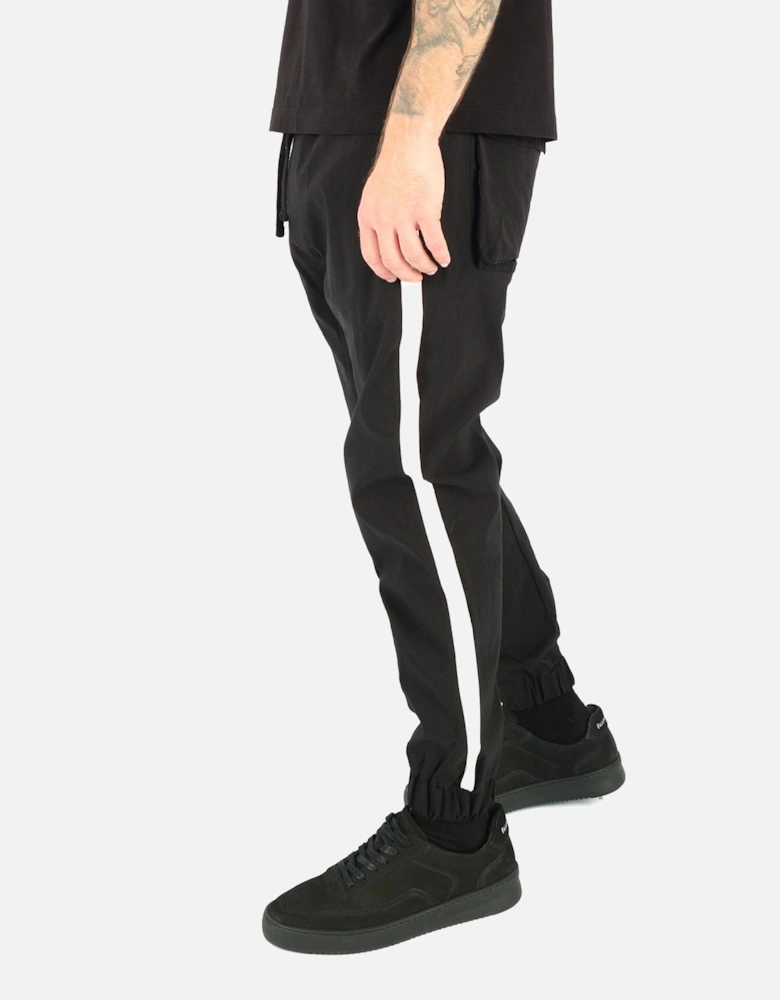 Stripe Stretch Cuffed Black Trouser