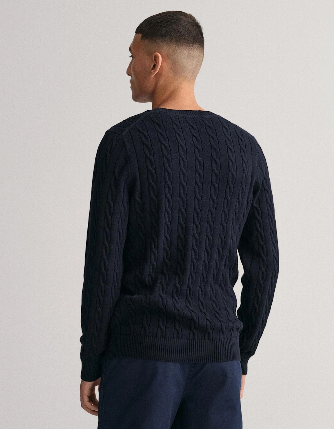 Mens Cotton Cable Knit Crew Neck Jumper