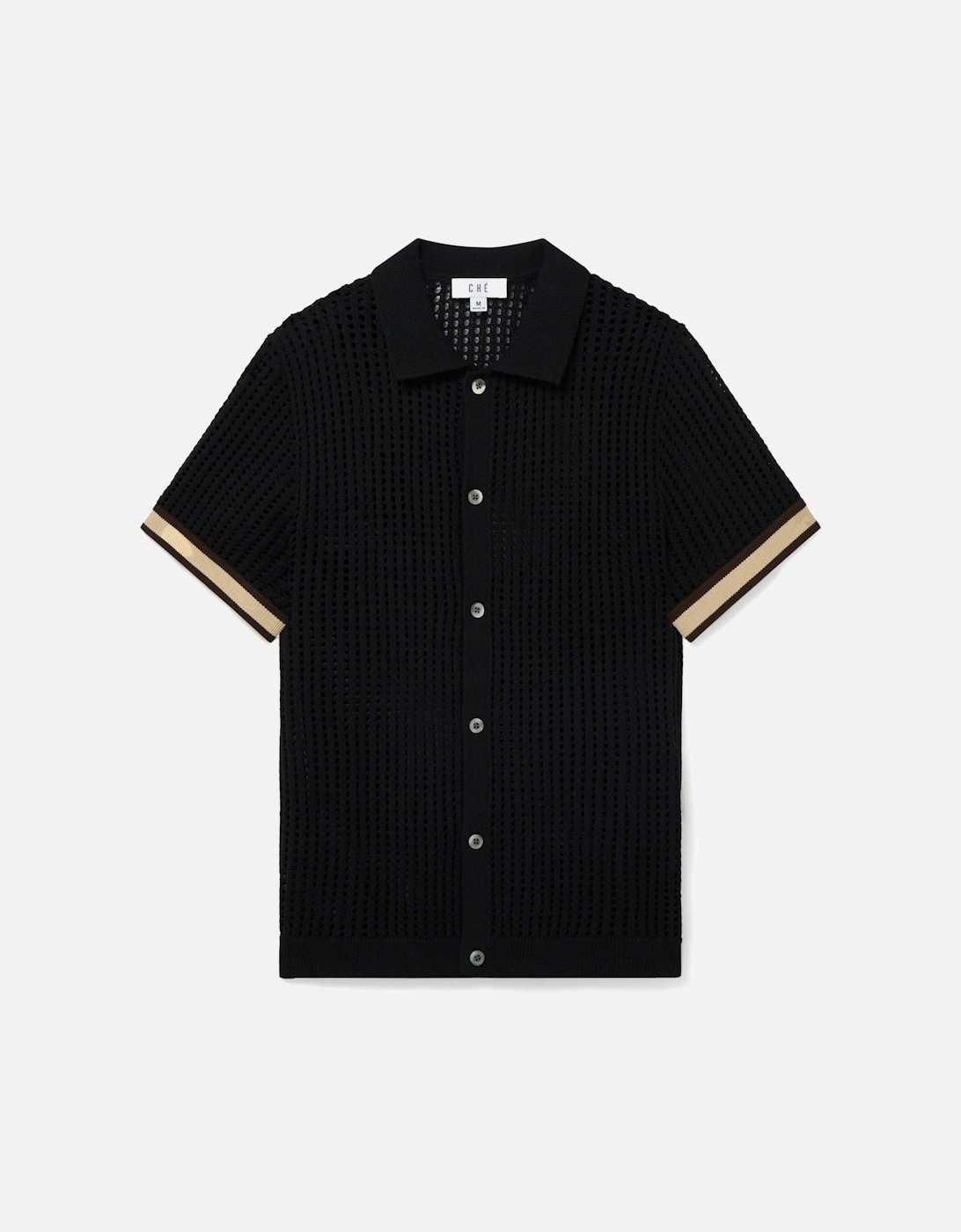 Elias Crochet Knitted Black Shirt