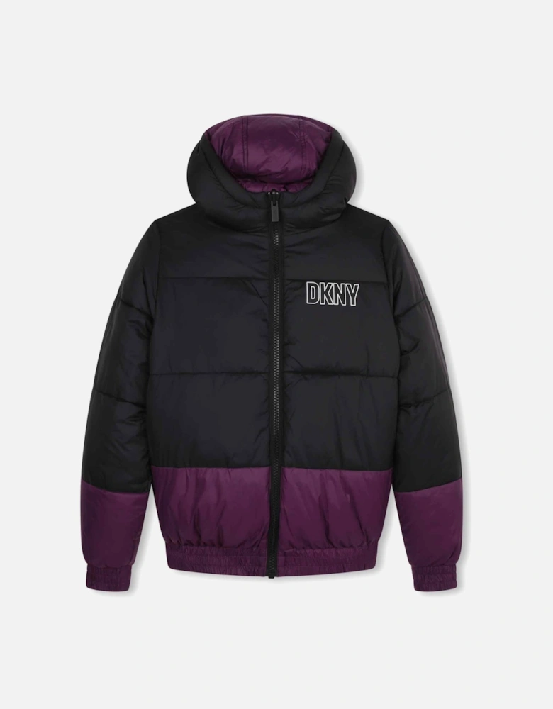 Purple Black Logo Reversible Coat