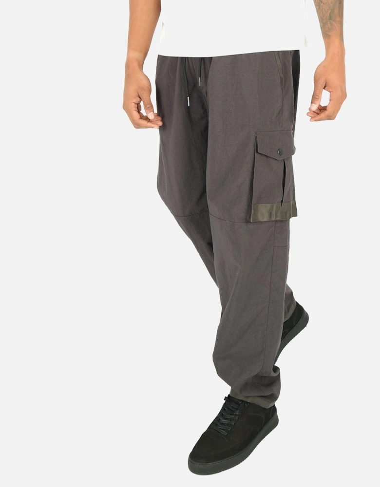 Straight Leg Tech Washed Black Cargo Trouser