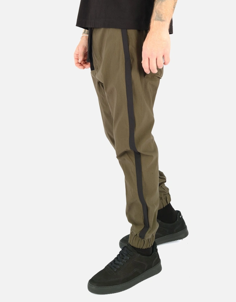 Stripe Stretch Cuffed Green Trouser